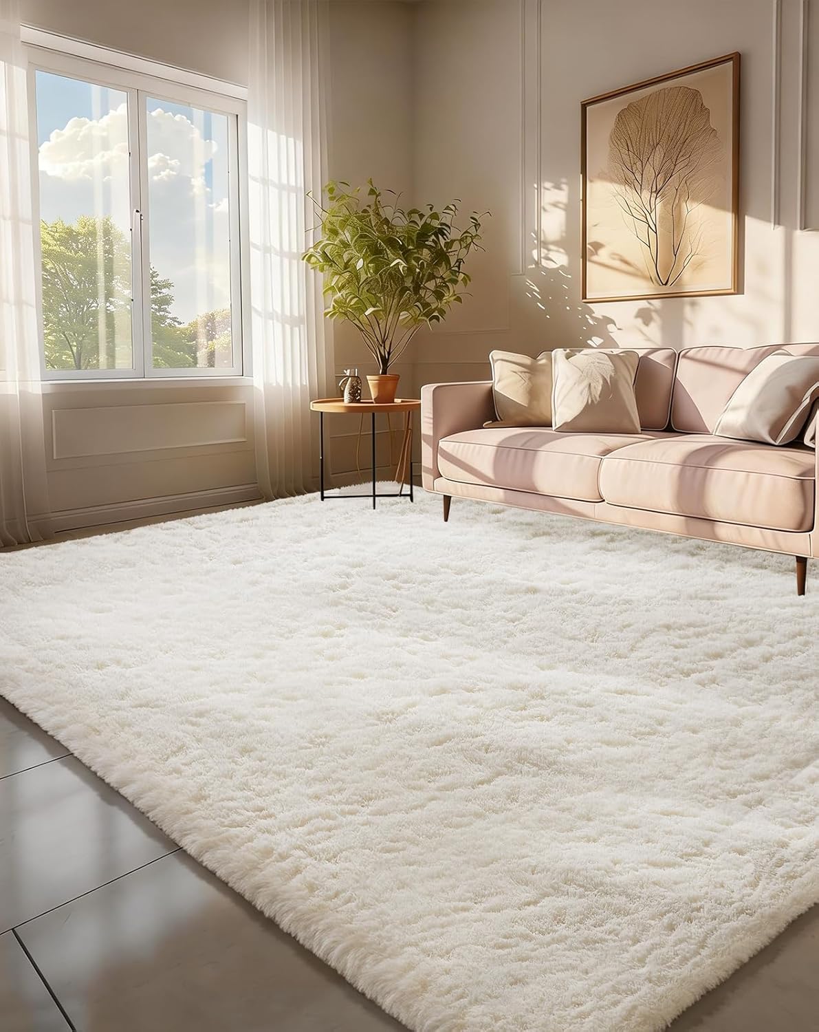 Grey Fluffy Shag Area Rug