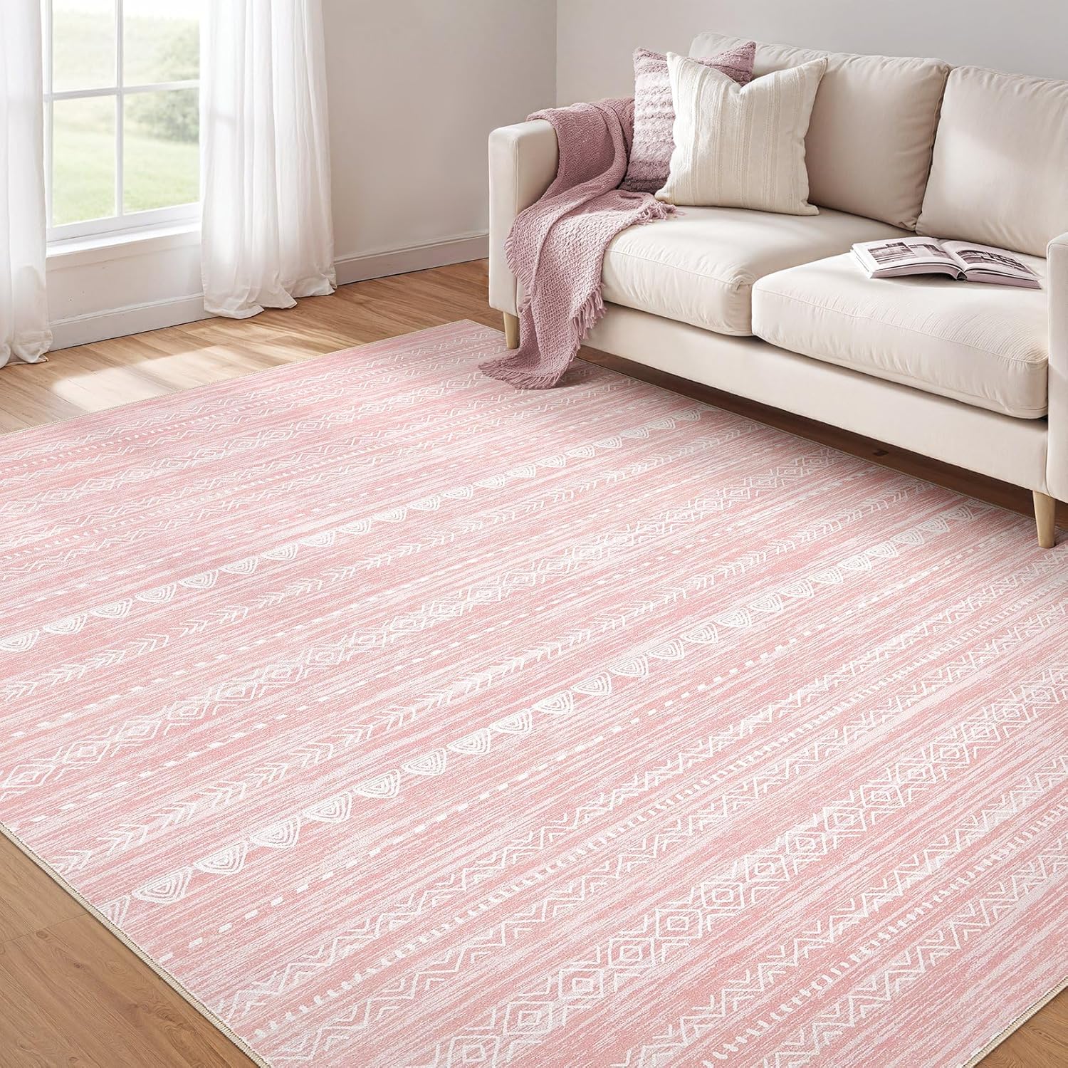 Boho Moroccan Washable Area Rug