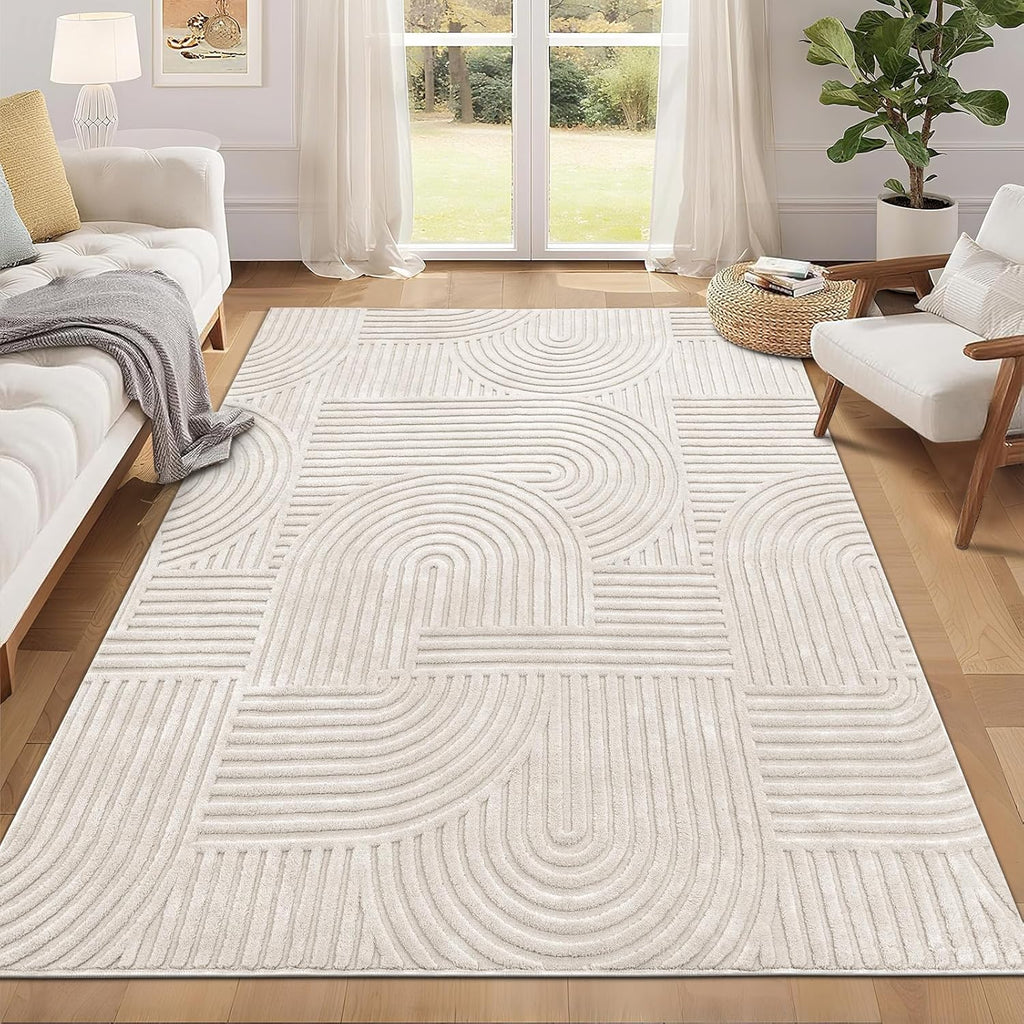 Modern Beige Washable Area Rug