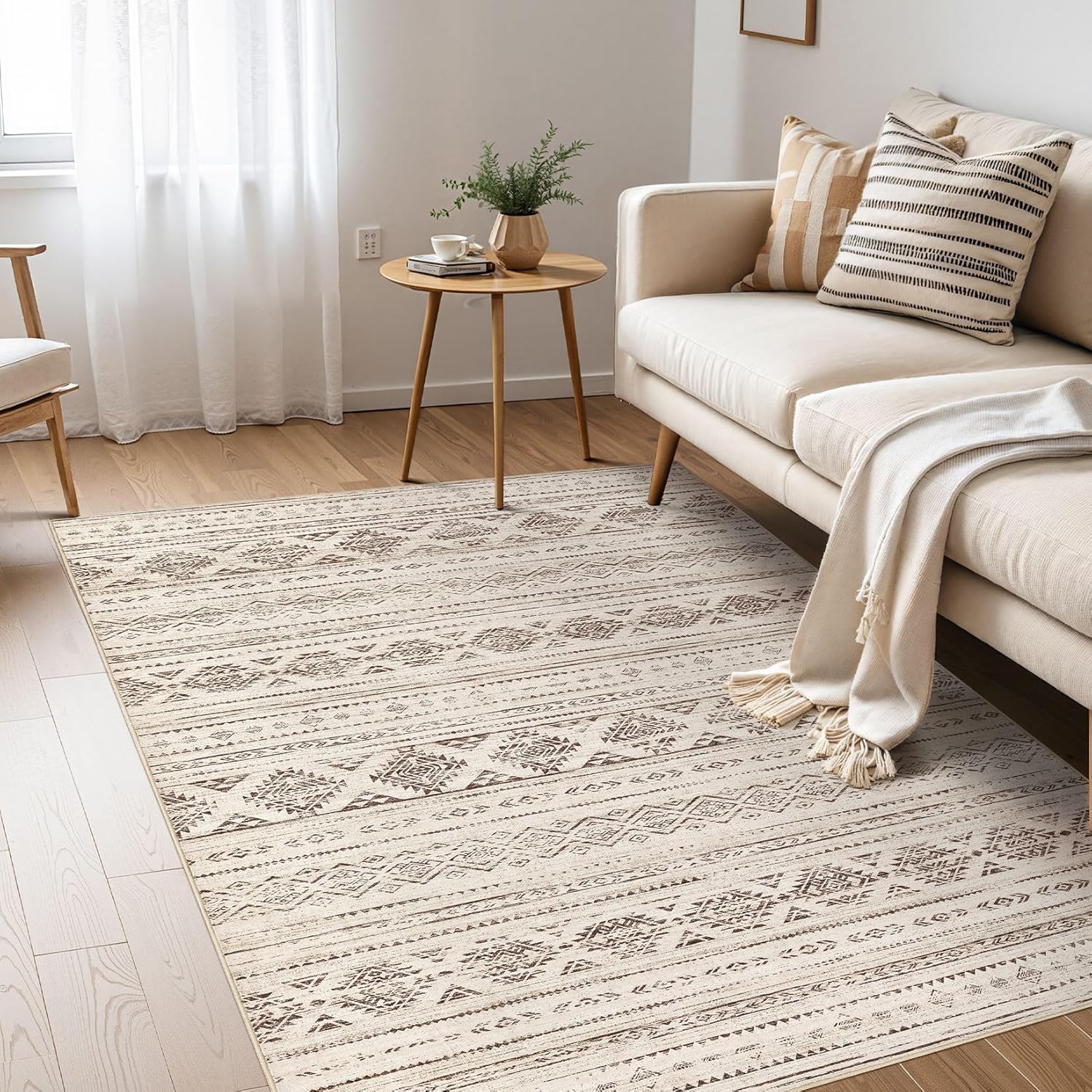 Boho Moroccan Washable Area Rug