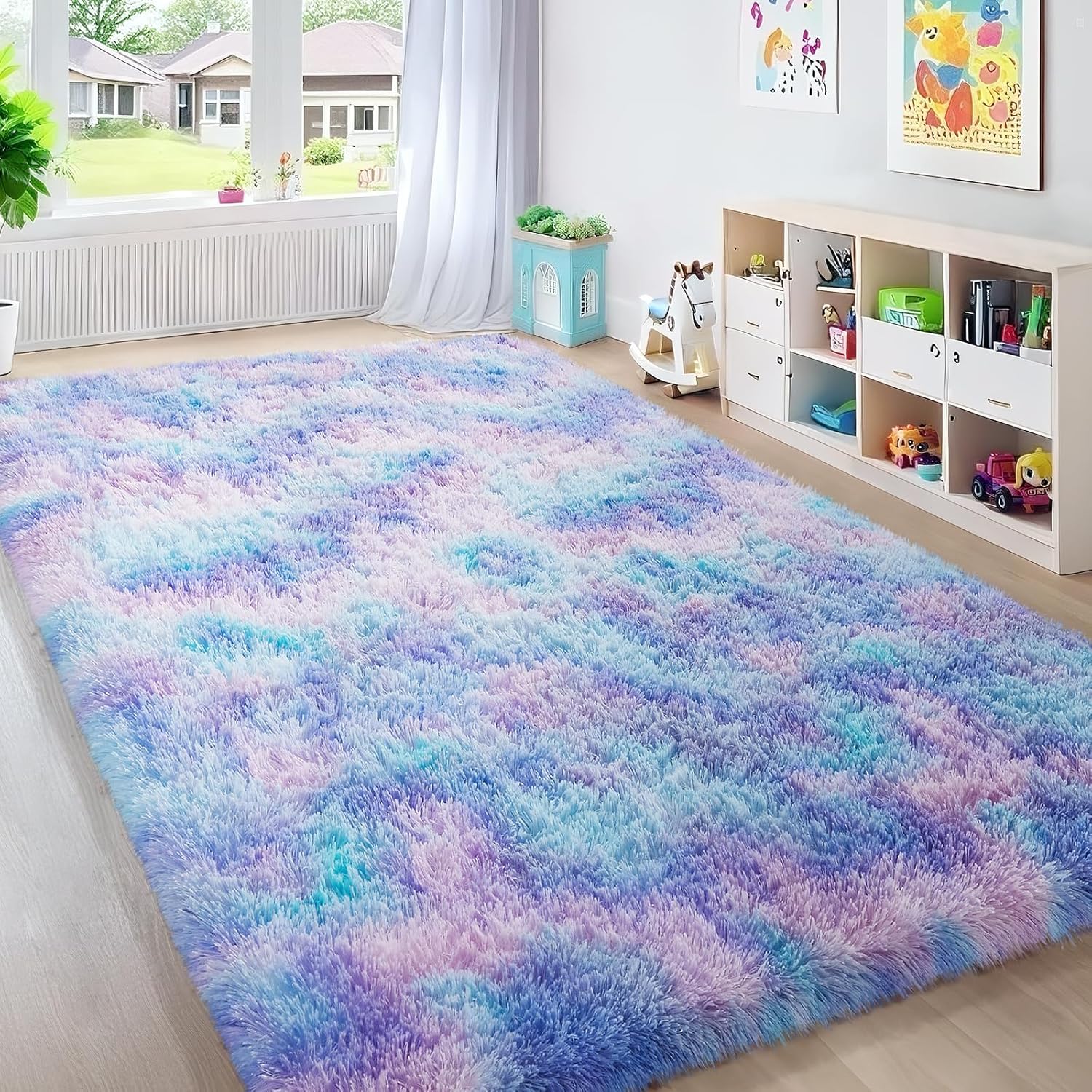 Grey Fluffy Shag Area Rug