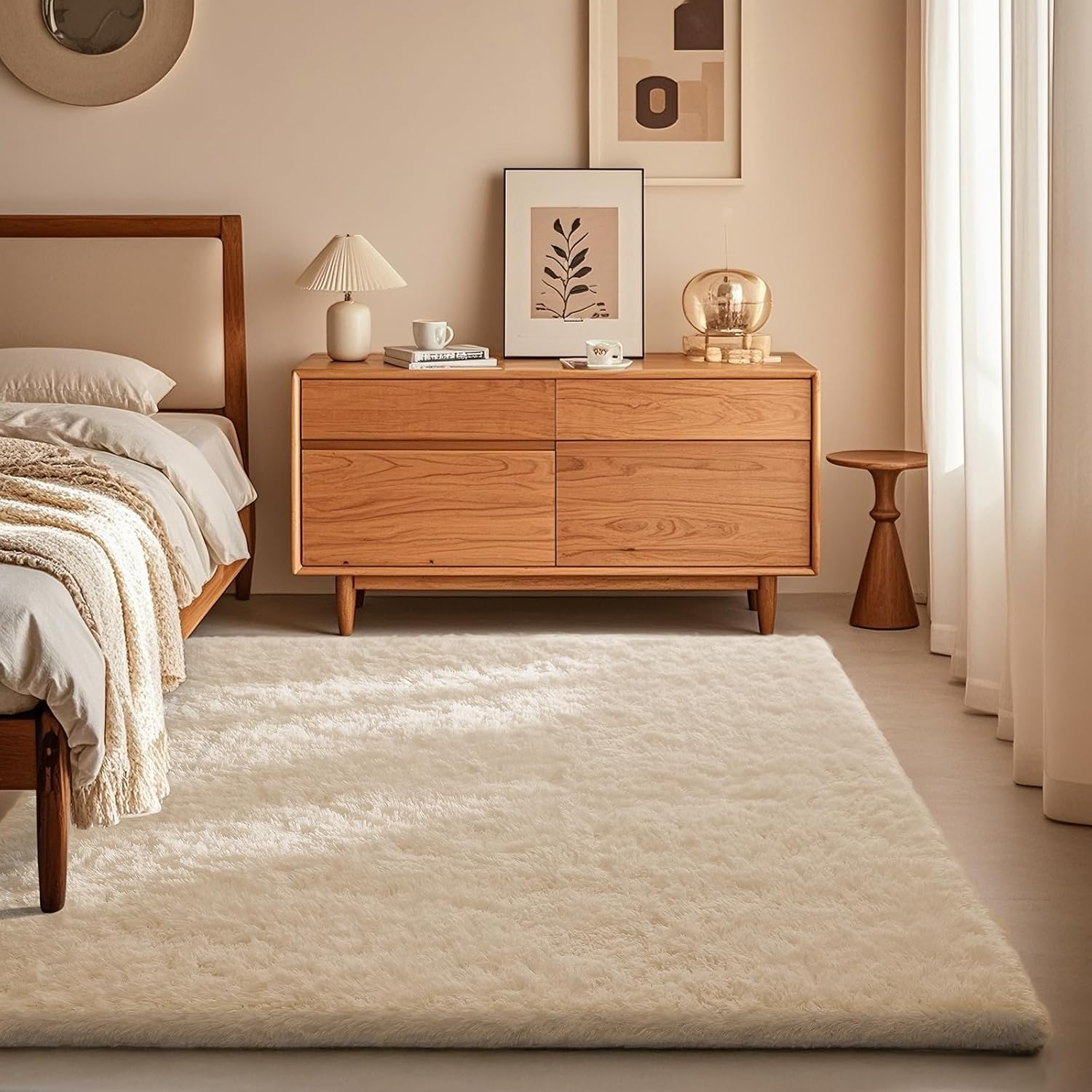 Grey Fluffy Shag Area Rug