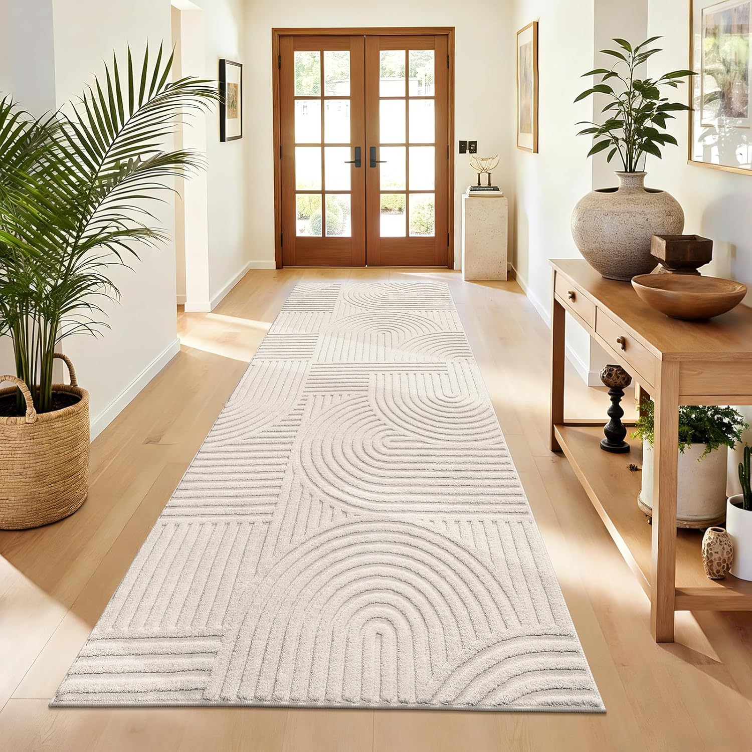Modern Beige Washable Area Rug