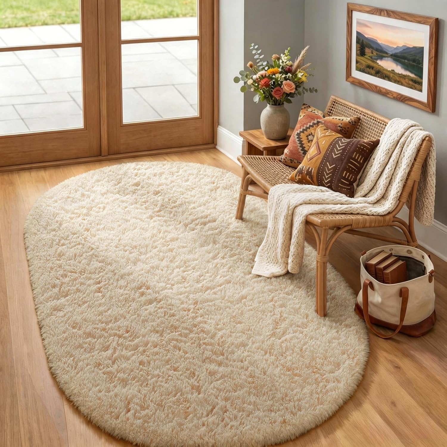 Grey Fluffy Shag Area Rug