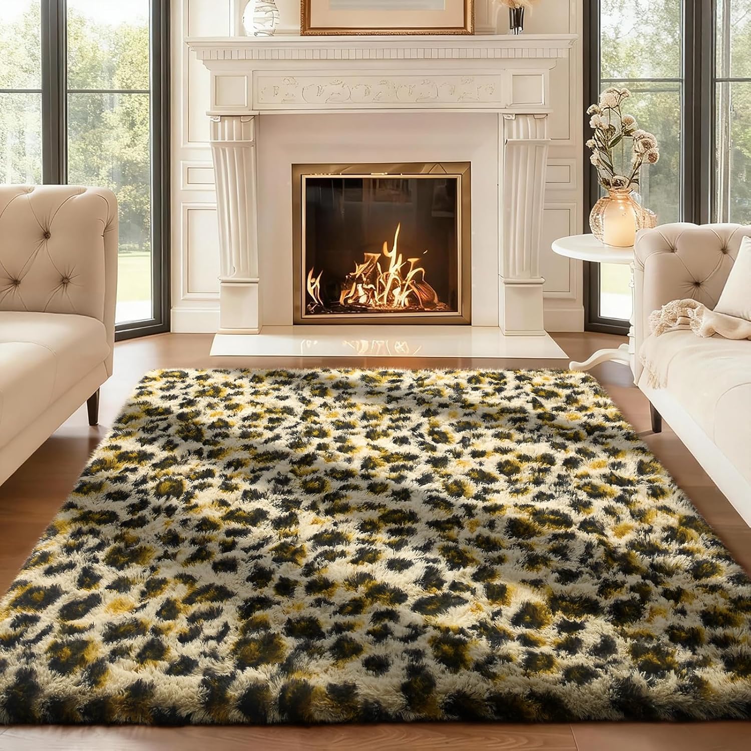 Grey Fluffy Shag Area Rug