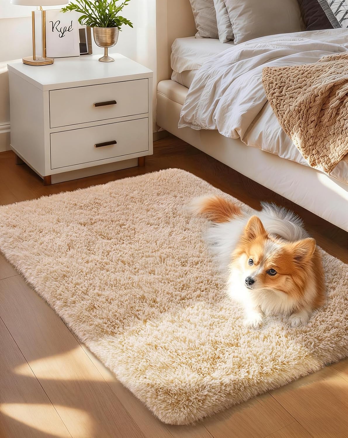 Grey Fluffy Shag Area Rug